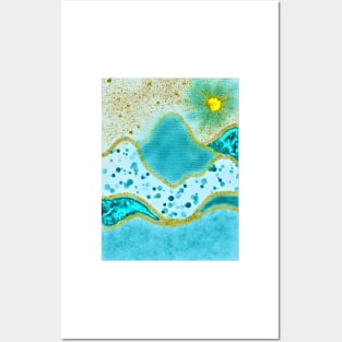 Aqua Space Landscape Posters and Art